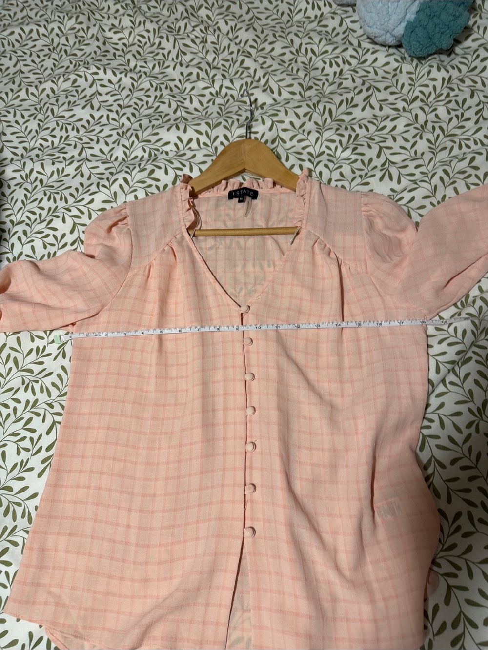 1. State Pink Button-Front Ruffle Blouse - Picture 5 of 8